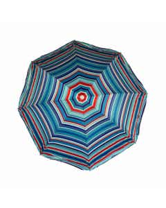 Sombrilla Puca Franjas Azules Y Rojas Con Poste Blanco 180CM