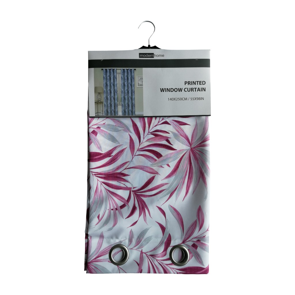 Cortina Estampaodo De Hojas Rosadas 140X250Cm