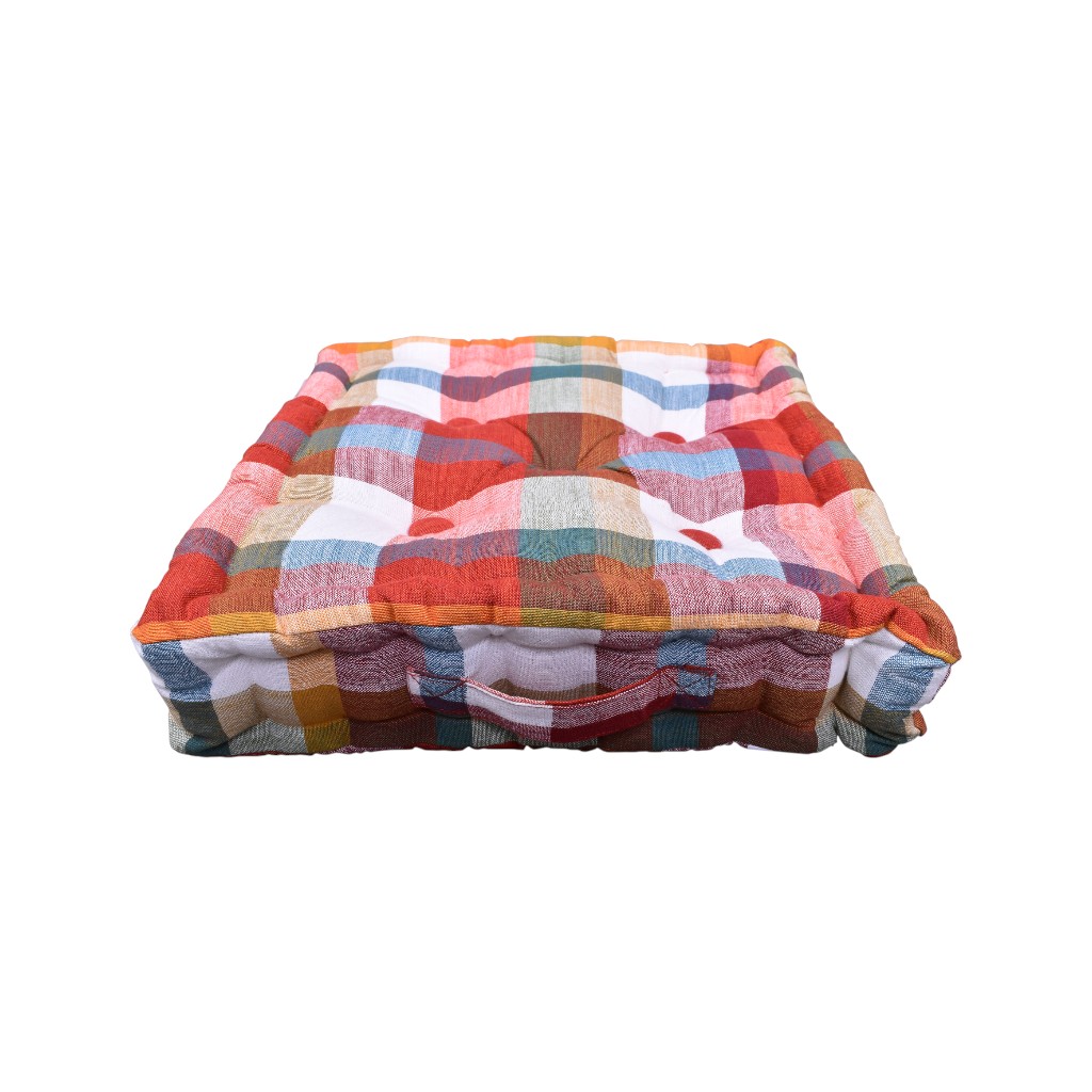 Cojín Para Piso De Cuadros Multicolores 40X40X8Cm