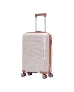 Maleta De Viaje Beige Con Detalles Marrón Claro 20"