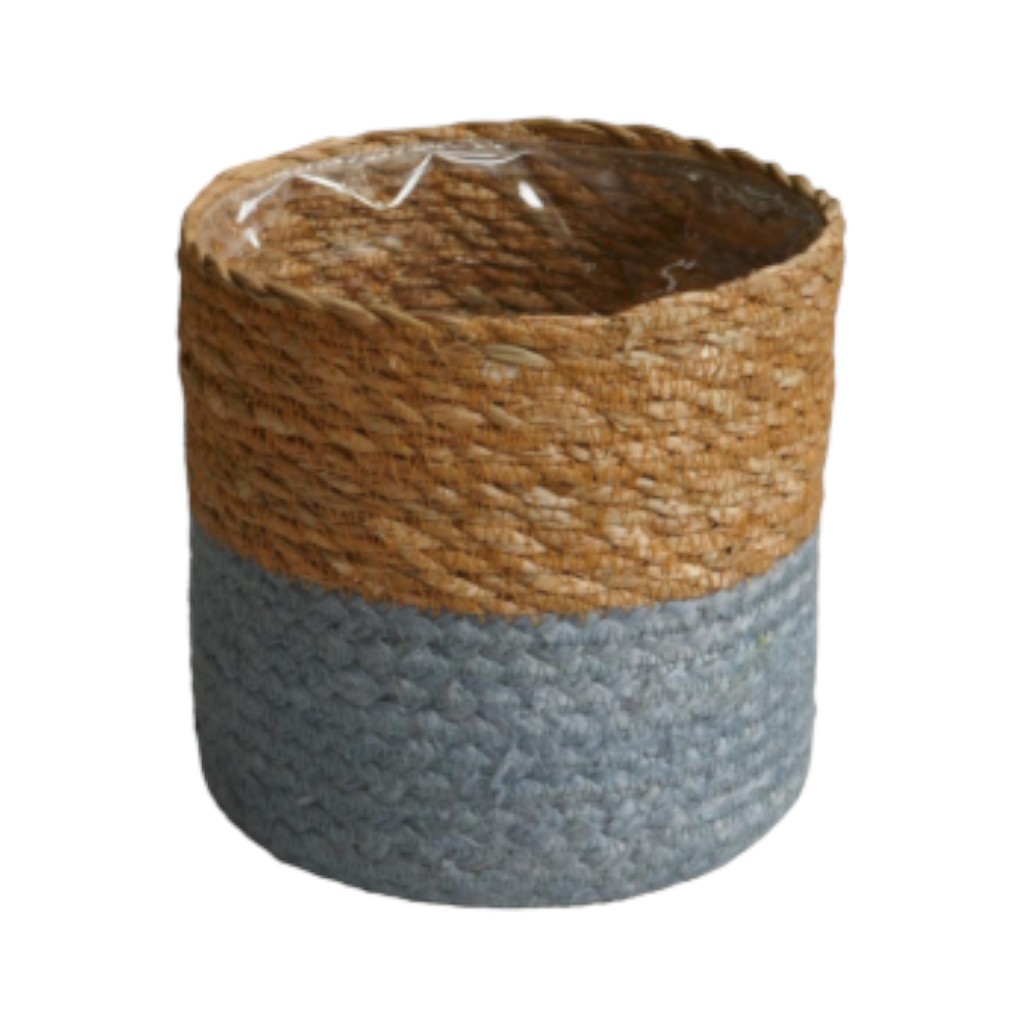 Macetero Marrón Y Celeste 14X14Cm