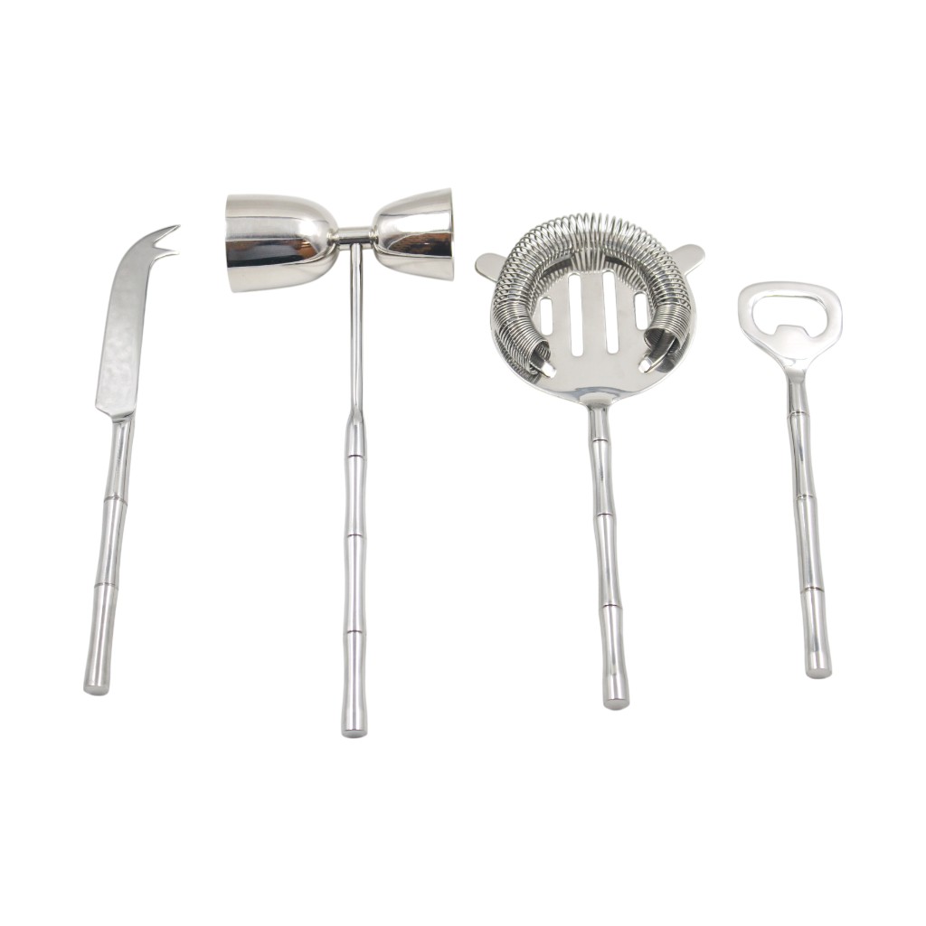 Juego De Utensilios De Bar 4Pzs Acero Inoxidable