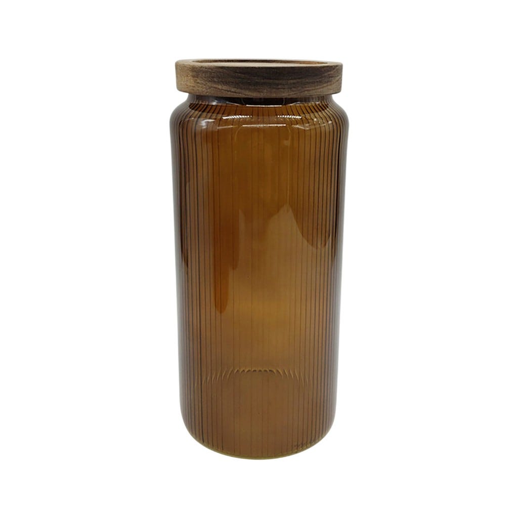 Recipiente De Algodón De Vidrio Marrón 10x22cm