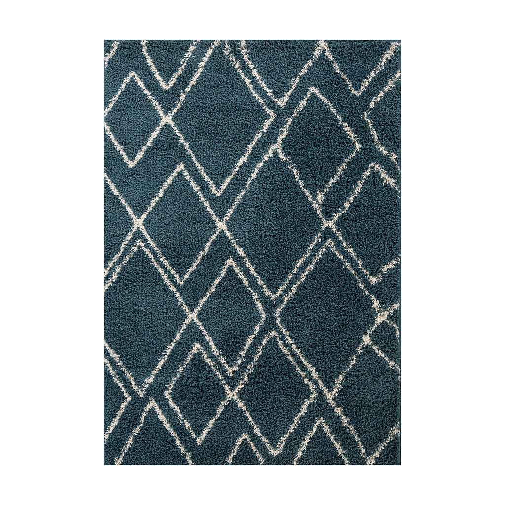 Alfombra Azul Estampada De Rombo 133x190cm