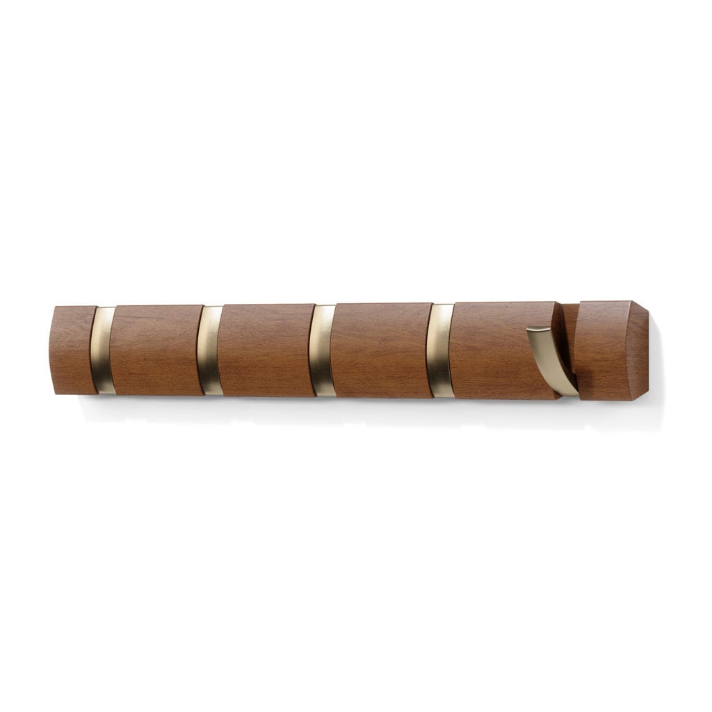 Perchero de pared con 5 ganchos Flip Walnut