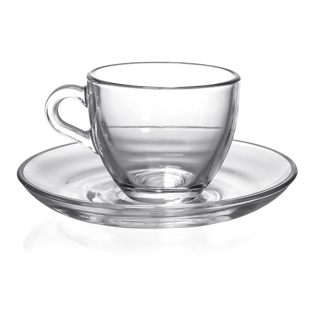 Set De 6 Tazas Con Platito Basic 90ml