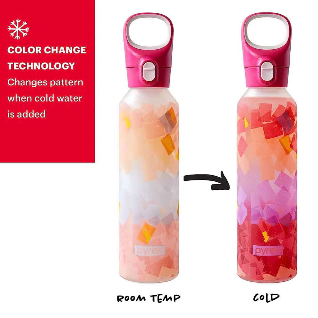 Botella De Agua De Vidrio Estampado Pirex