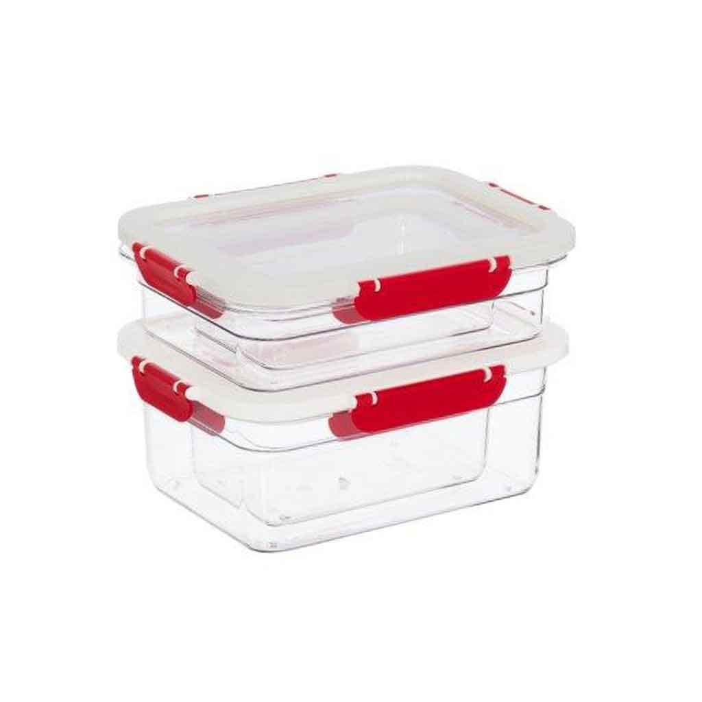 CONJUNTO DE 4 RECIPIENTES DE PLÁSTICO ROJO HEREVIN