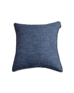 Cojín Azul Con Borde Tejido 50X50Cm