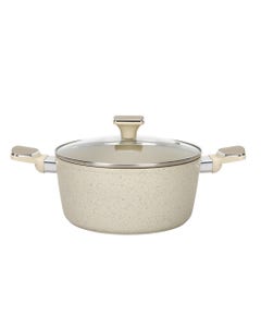 Cacerola Beige Con Tapa De Cristal 24Cm