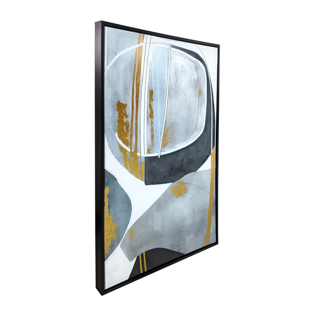Cuadro Abstracto En Tonos Azules Y Dorado 63X93X4Cm