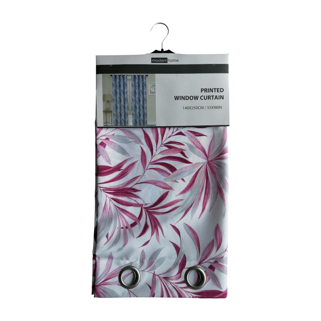 Cortina Estampaodo De Hojas Rosadas 140X250Cm