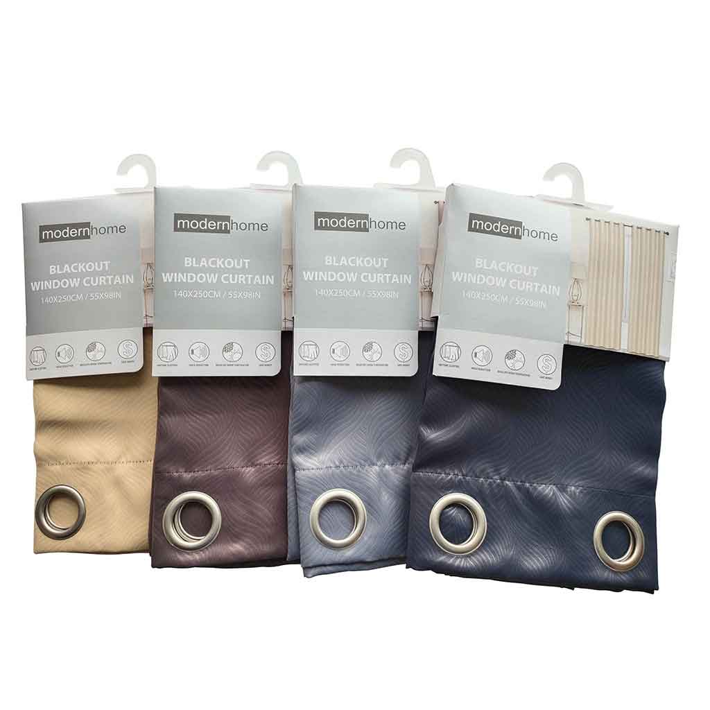 Cortina Blackout beige de poliéster diseñado