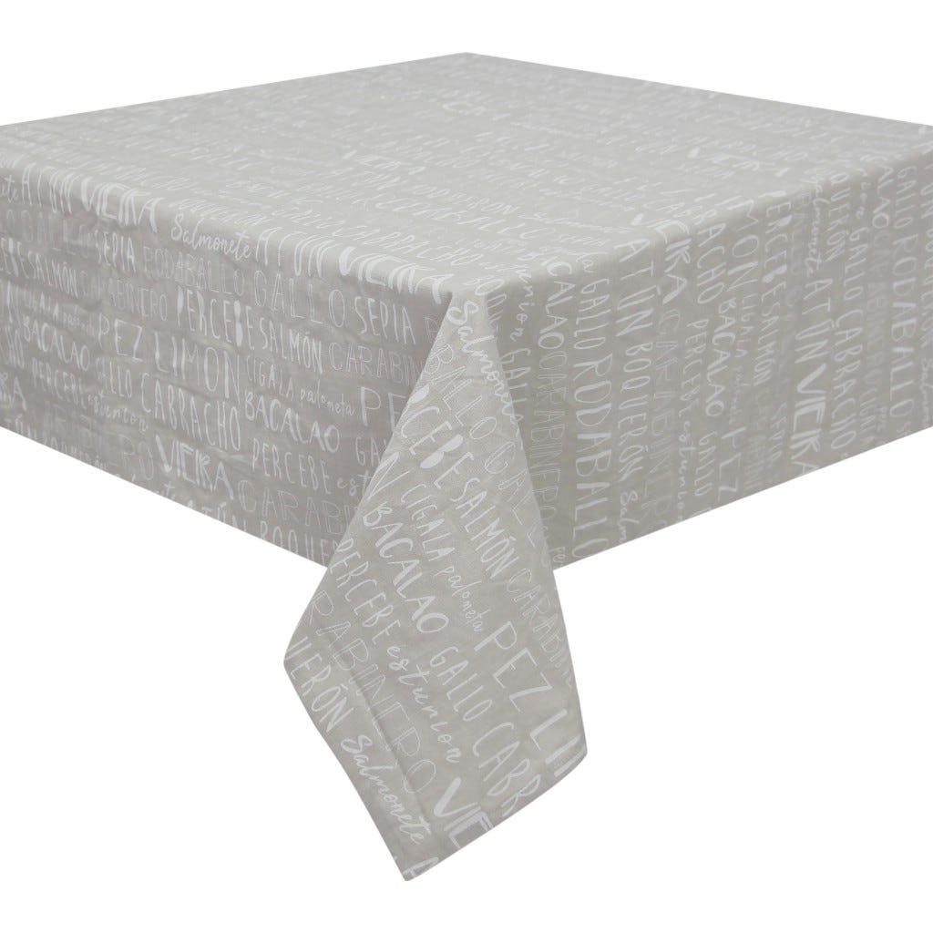 Mantel Gris Con Estampado Letras 140X180Cm