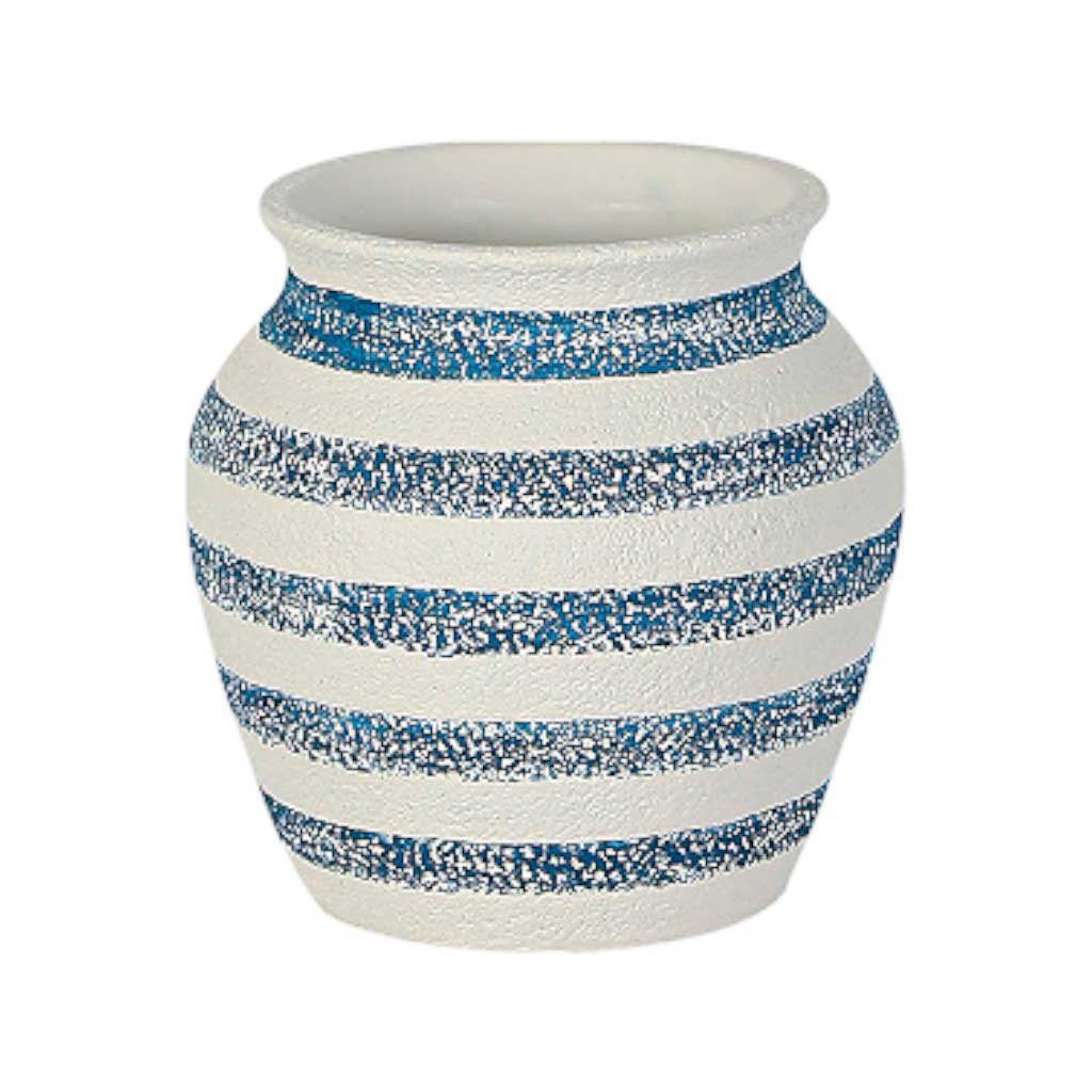 Jarrón Blanco Con Diseño De Franjas 18x18cm