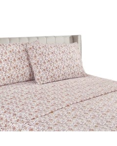 Juego De Sábanas Full Blanco Estampado Floral