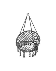 Silla Colgante Gris Con Flecos 80x60x125cm