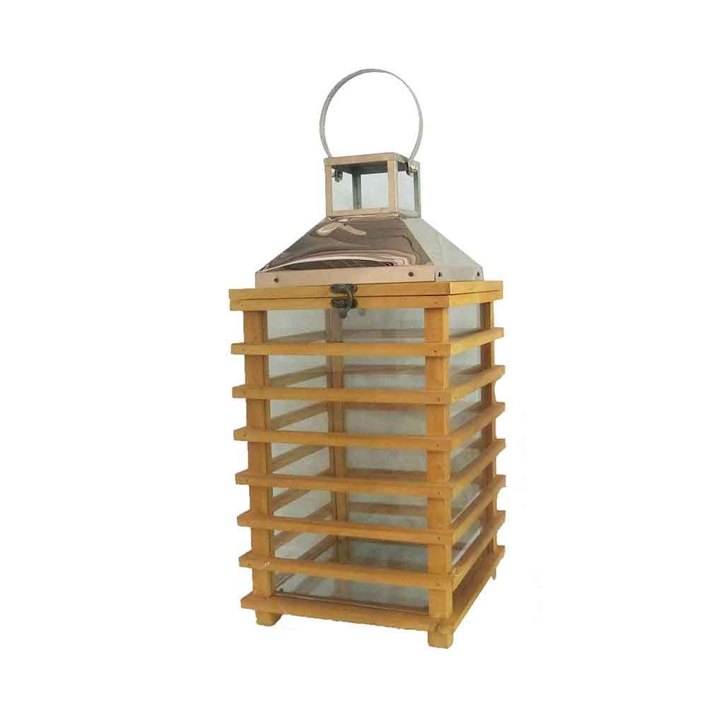 Farol decorativo de madera 23.5X23X49CM