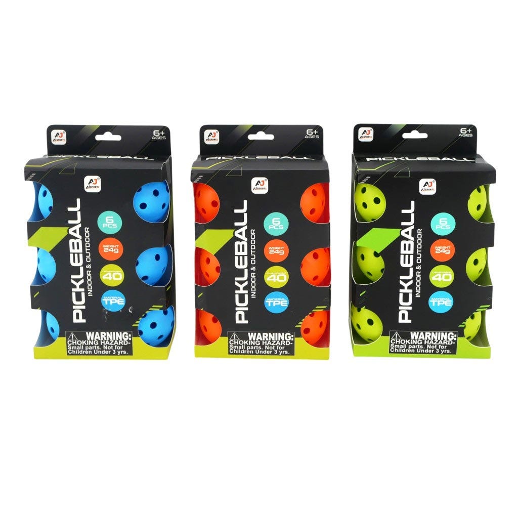Set De 6 Pelotas De Pickleball Colores Surtidos