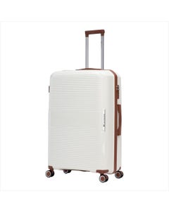 Maleta De Viaje Blanca Con Detalles Marrones 28"