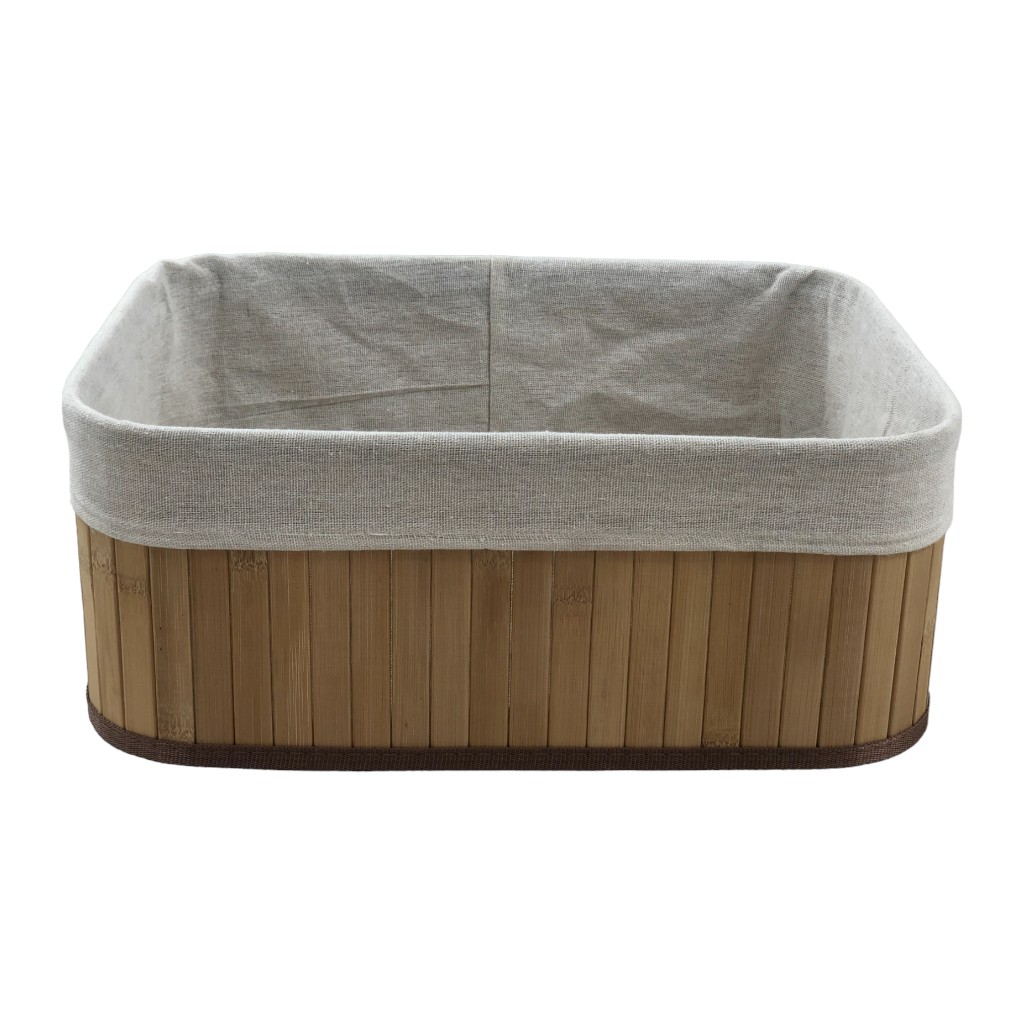 Cesta De Bambú Con Cubierta De Tela 35X25X14Cm