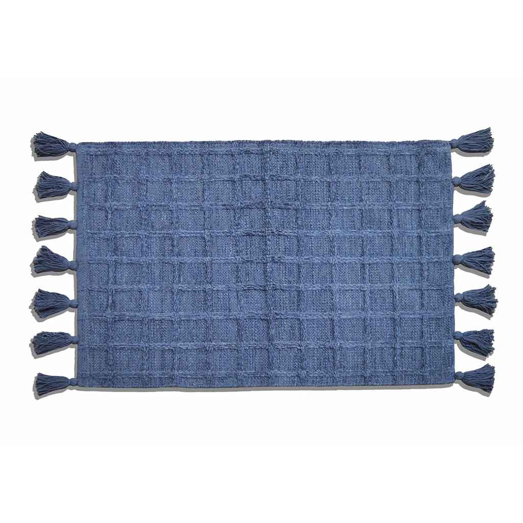 Alfombra De Baño Azul Con Borlas 60X90Cm
