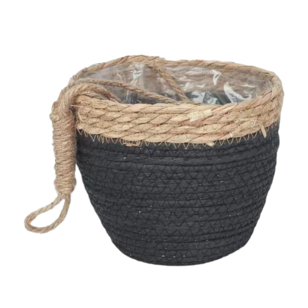 Macetero Decorativo Colgante Negro 18x16cm