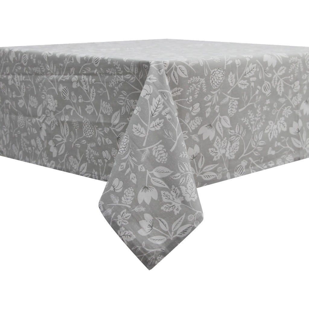 Mantel Gris Con Estampado Floral 140X230Cm