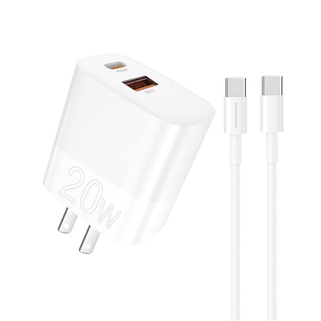 Cargador Rápido Wuw T83 20w Dual USB-A Y USB-C Con Cable