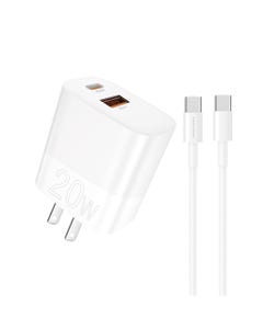 Cargador Rápido Wuw T83 20w Dual USB-A Y USB-C Con Cable