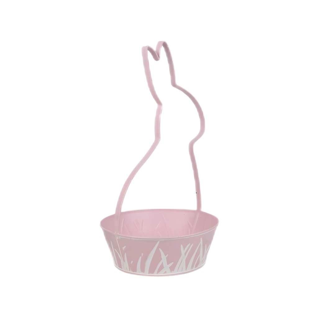 Canasta De Pascua Con Figura De Conejo Rosa 35Cm