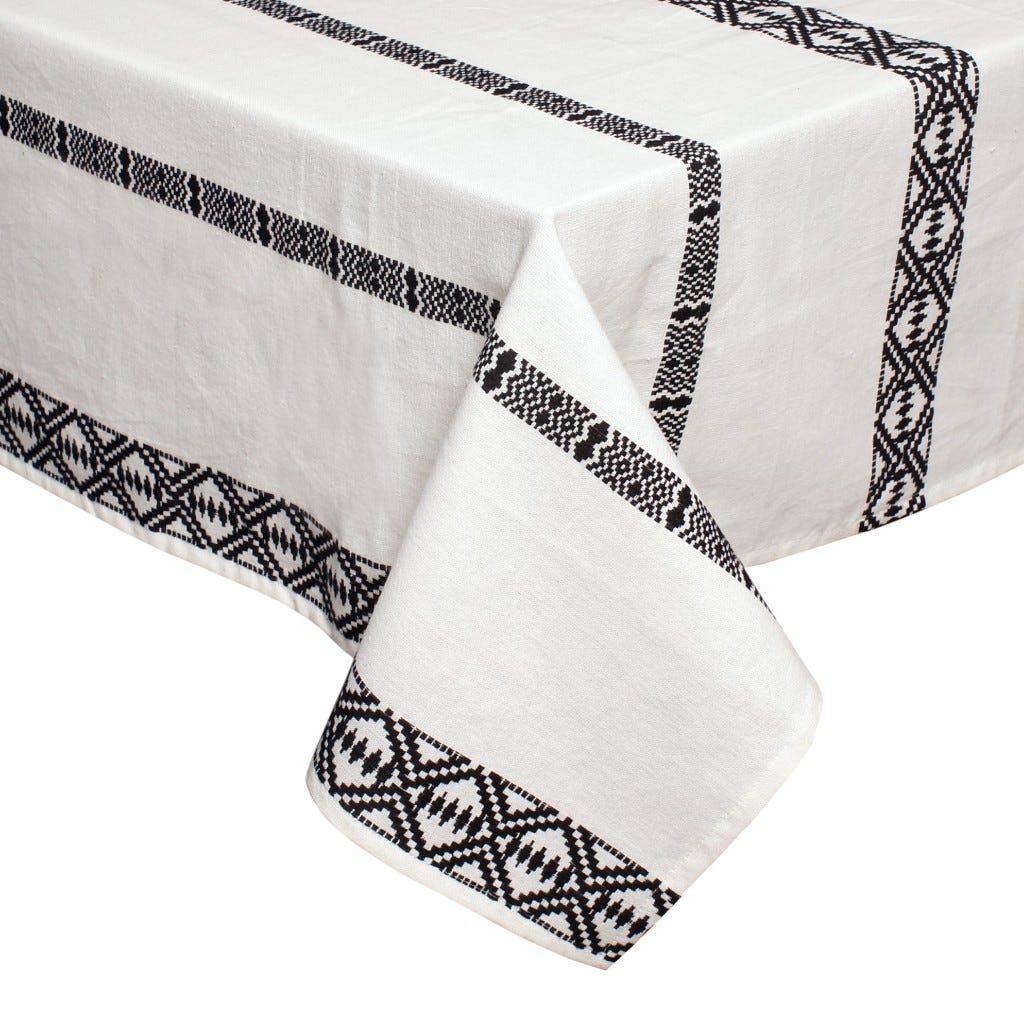 Mantel Beige Con Franjas Decorativas 160X280Cm