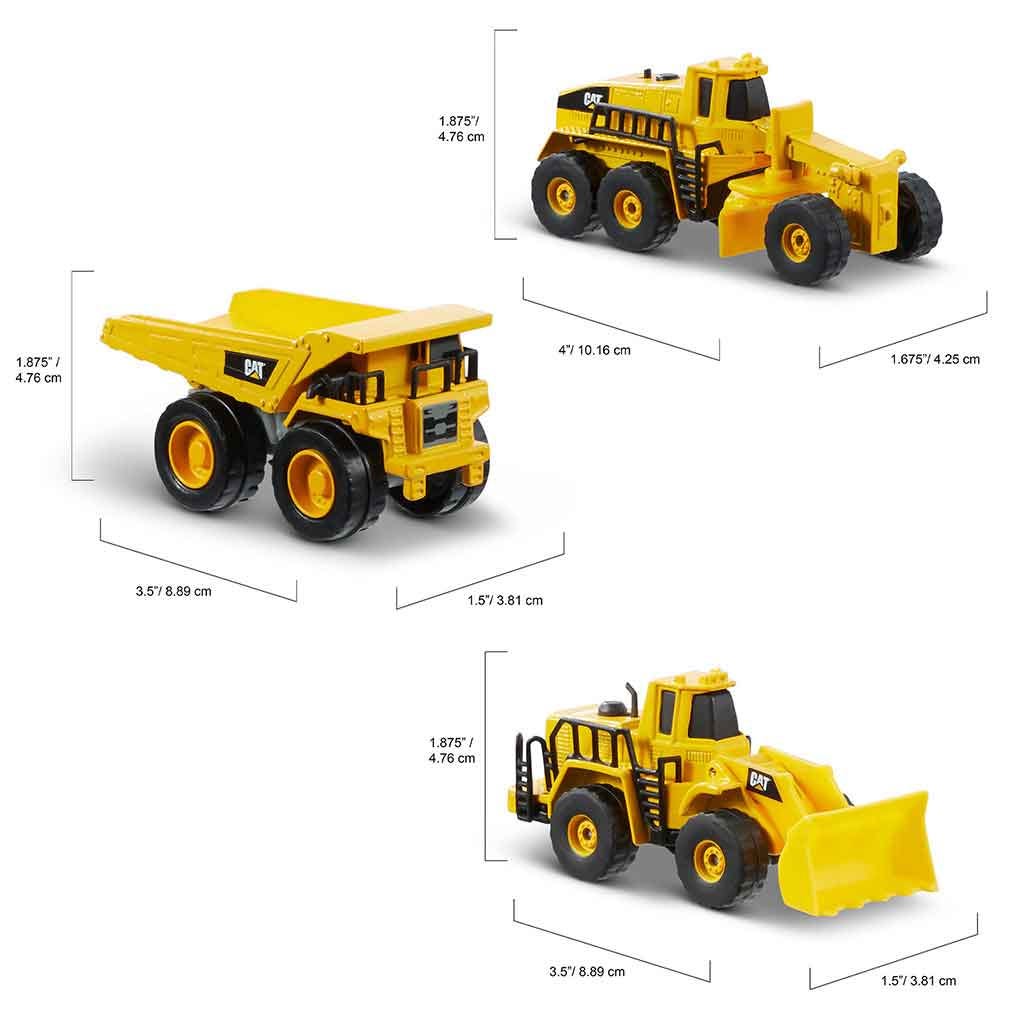 Set De Camiones Volquete 4 Cat 3 Piezas