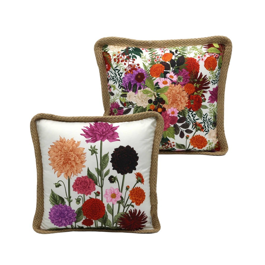 Cojín Blanco Estampado De Flores 45X45Cm