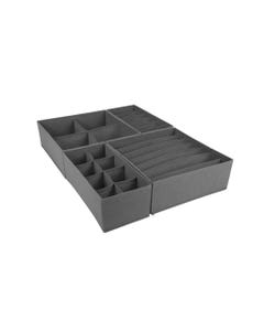 Organizador para cajón plegable gris con 4 separadores