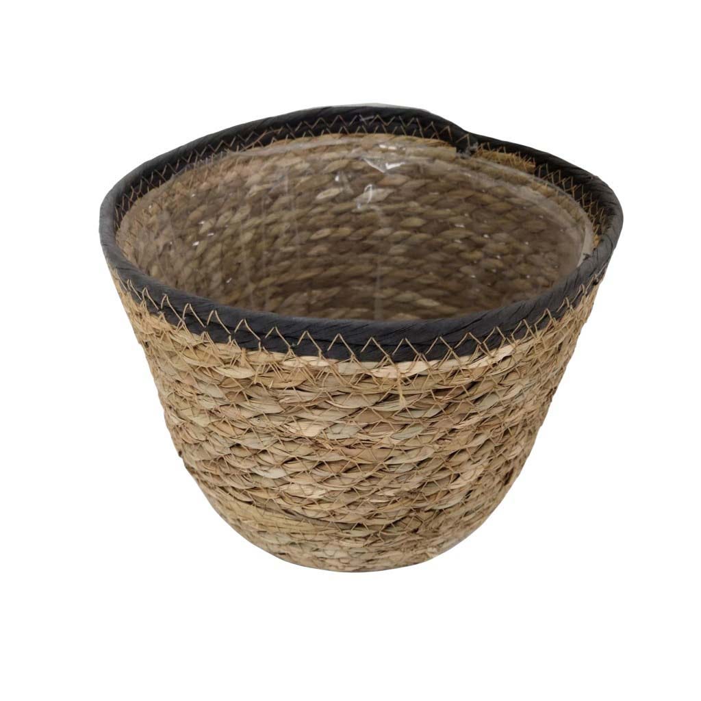 Cesta Redonda Para Plantas Marrón Y Negro 20X16Cm