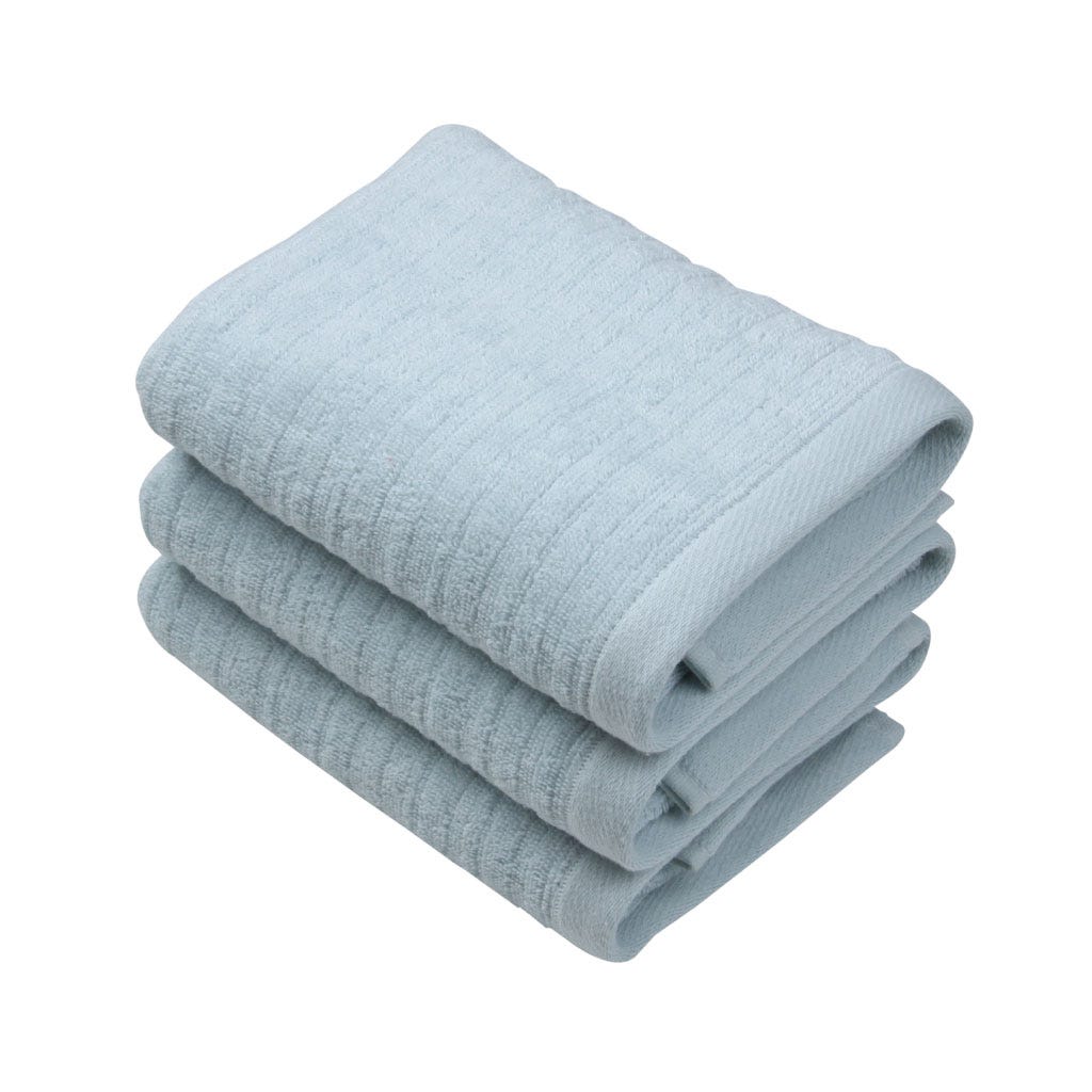 Toalla de mano azul sencilla con costura a rayas