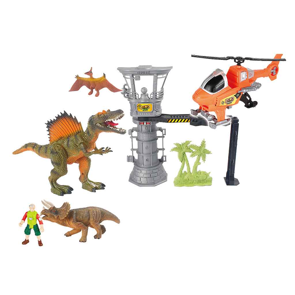 Dinosaurio Y Helicóptero Torre De Control