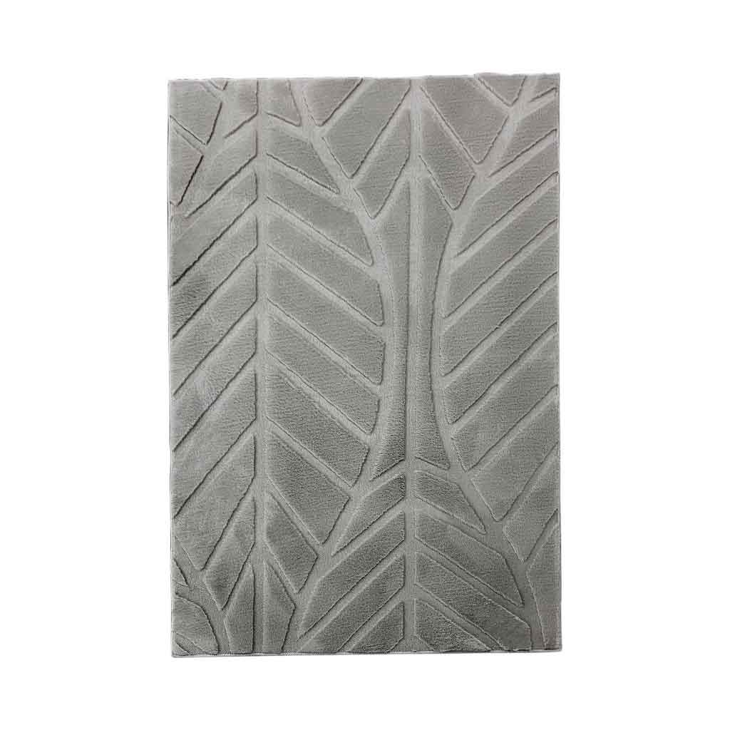 Alfombra Afelpada Gris Relieve Forma De Hoja 90X150Cm
