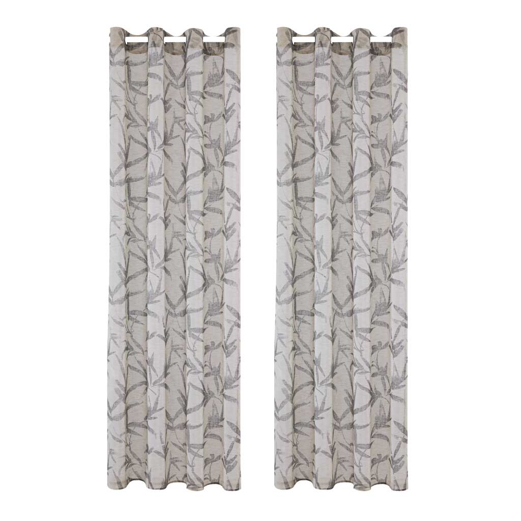 Cortina de poliéster con estampado gris claro