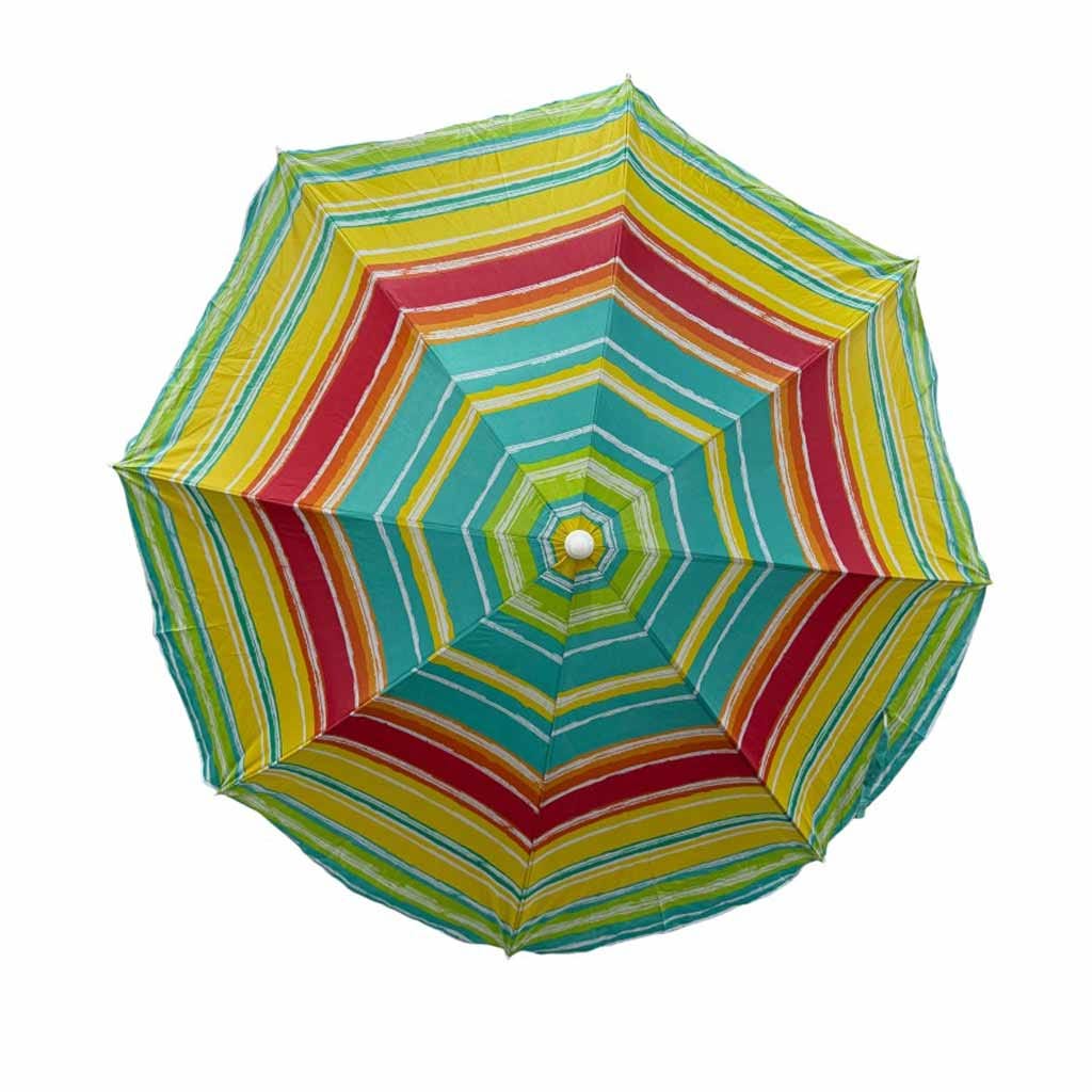 Sombrilla Puca Franjas Verdes Y Rojas Con Poste Blanco 180CM