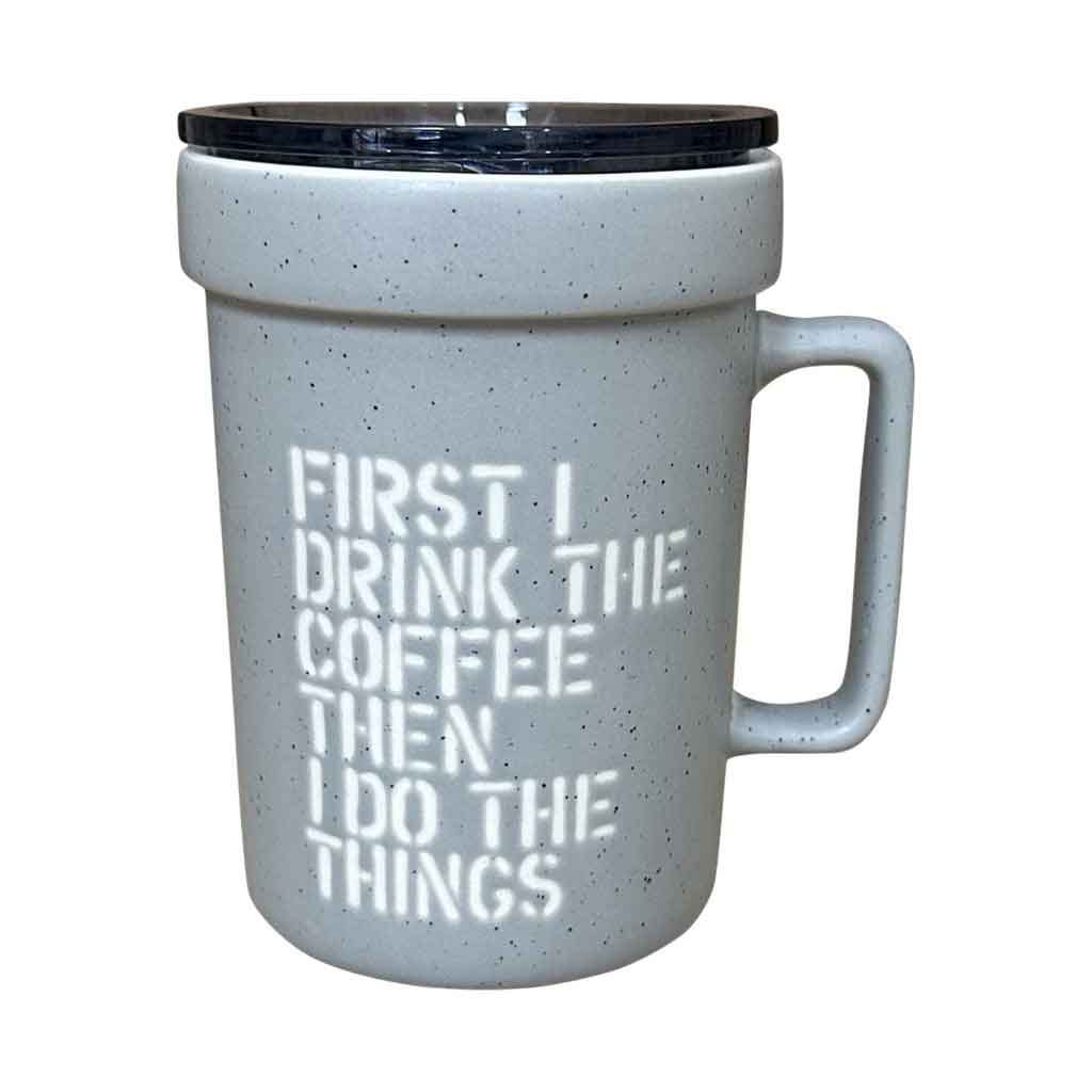 Taza De Viaje Gris Con Texto 400Ml