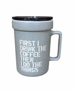 Taza De Viaje Gris Con Texto 400Ml