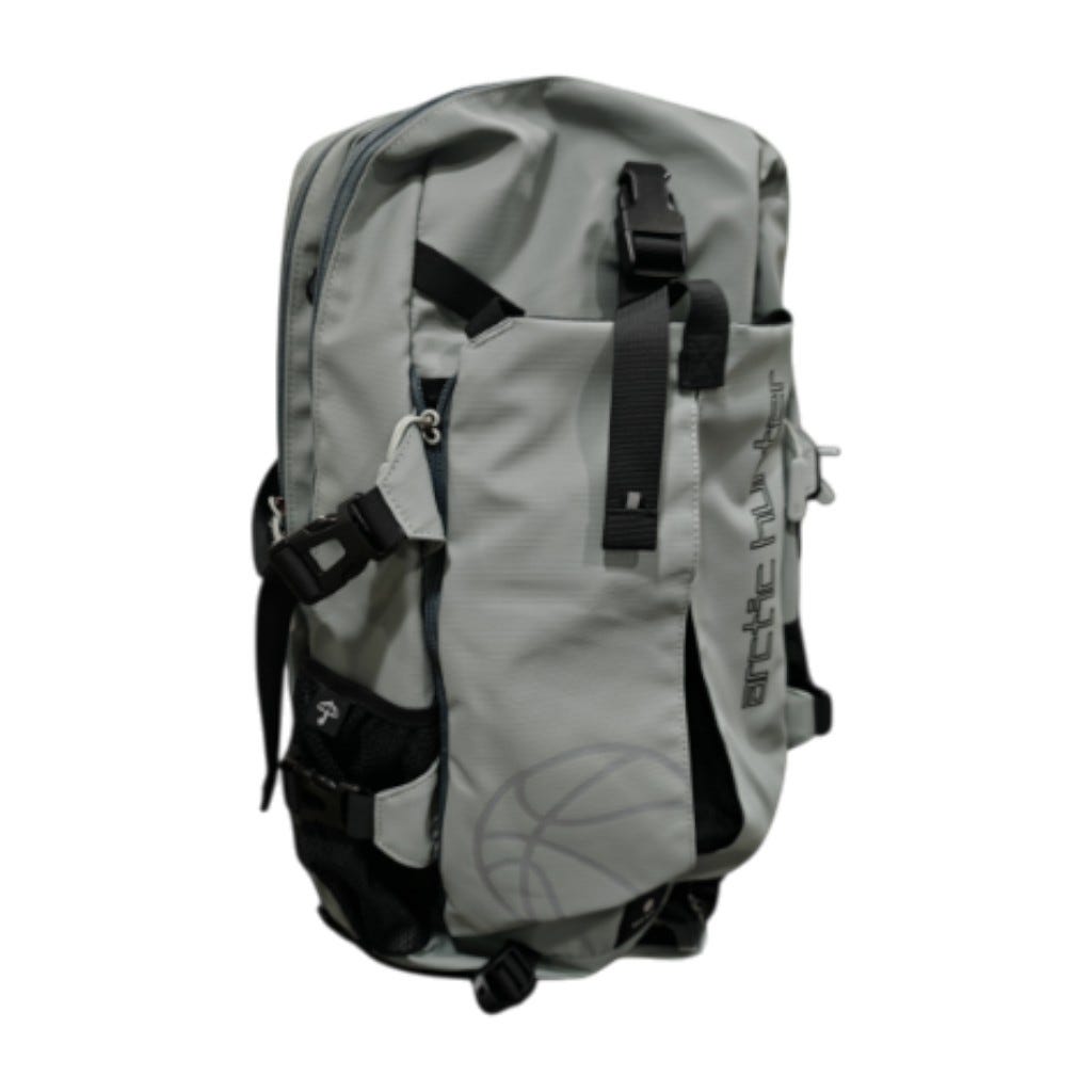 Mochila Impermeable Gris Con Bolsillos