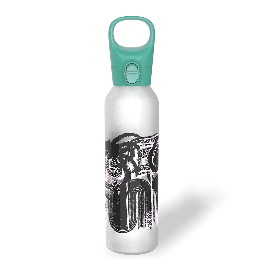 Botella De Agua De Vidrio Estampado Y Tapa De Silicona Pirex