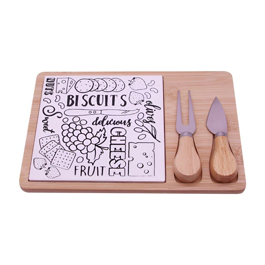 Juego De Tabla Y Utensilios Para Quesos 3pzs