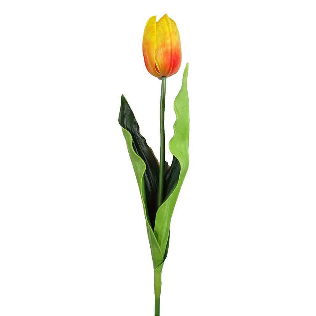 Flor Artificial De Tulipán C/2 Hojas Naranja 65Cm