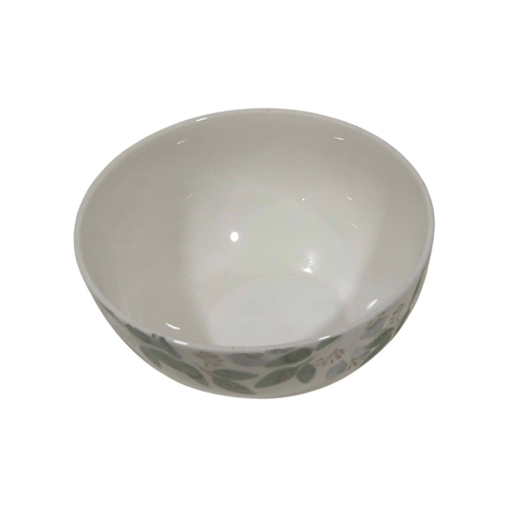 Bowl Blanco Estampado De Hojas 12cm