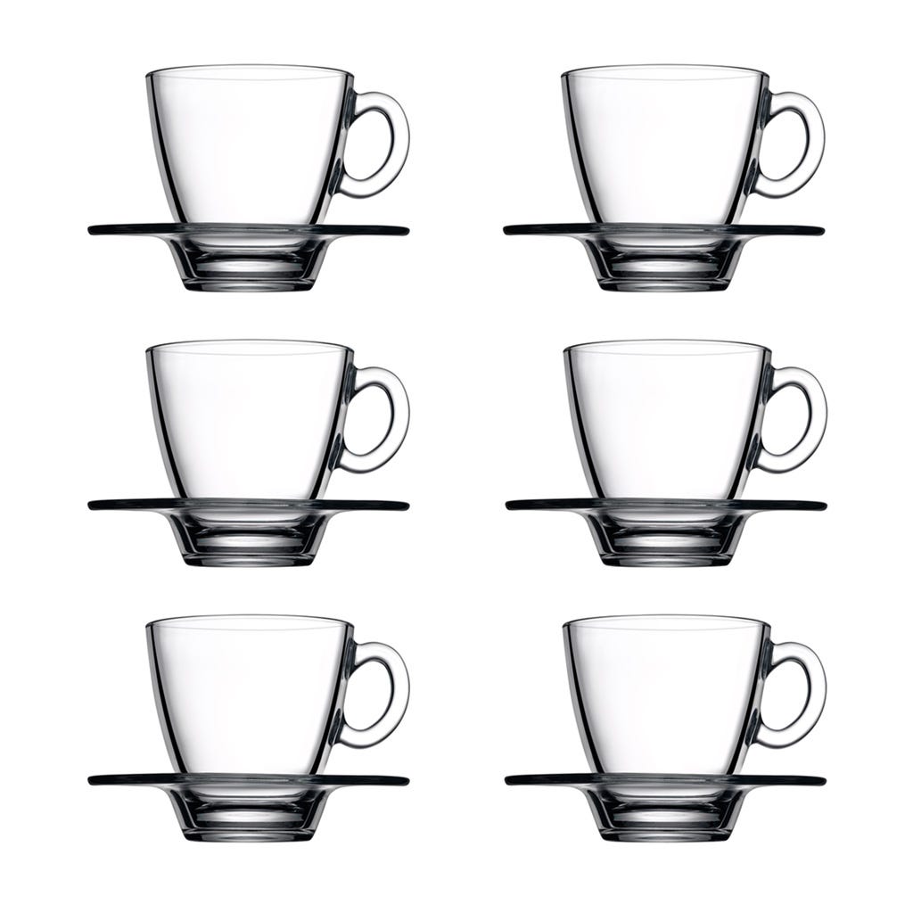 Set 6 Pzs De Taza Con Platito 215Ml Aqua Pasabahce