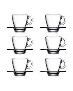 Set 6 Pzs De Taza Con Platito 215Ml Aqua Pasabahce